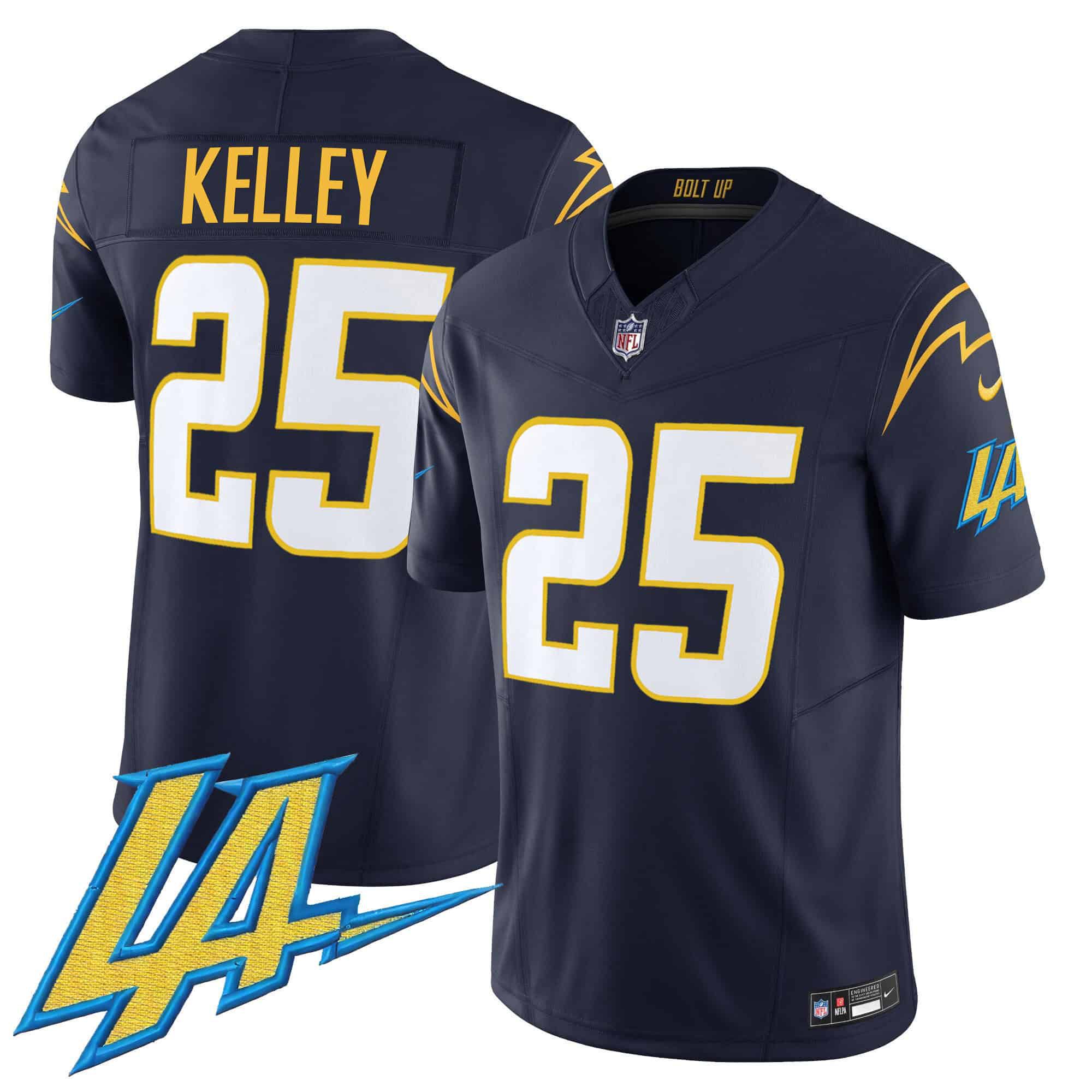 Men Los Angeles Chargers 25 Kelley Drak Blue 2024 Nike Vapor Limited NFL Jersey